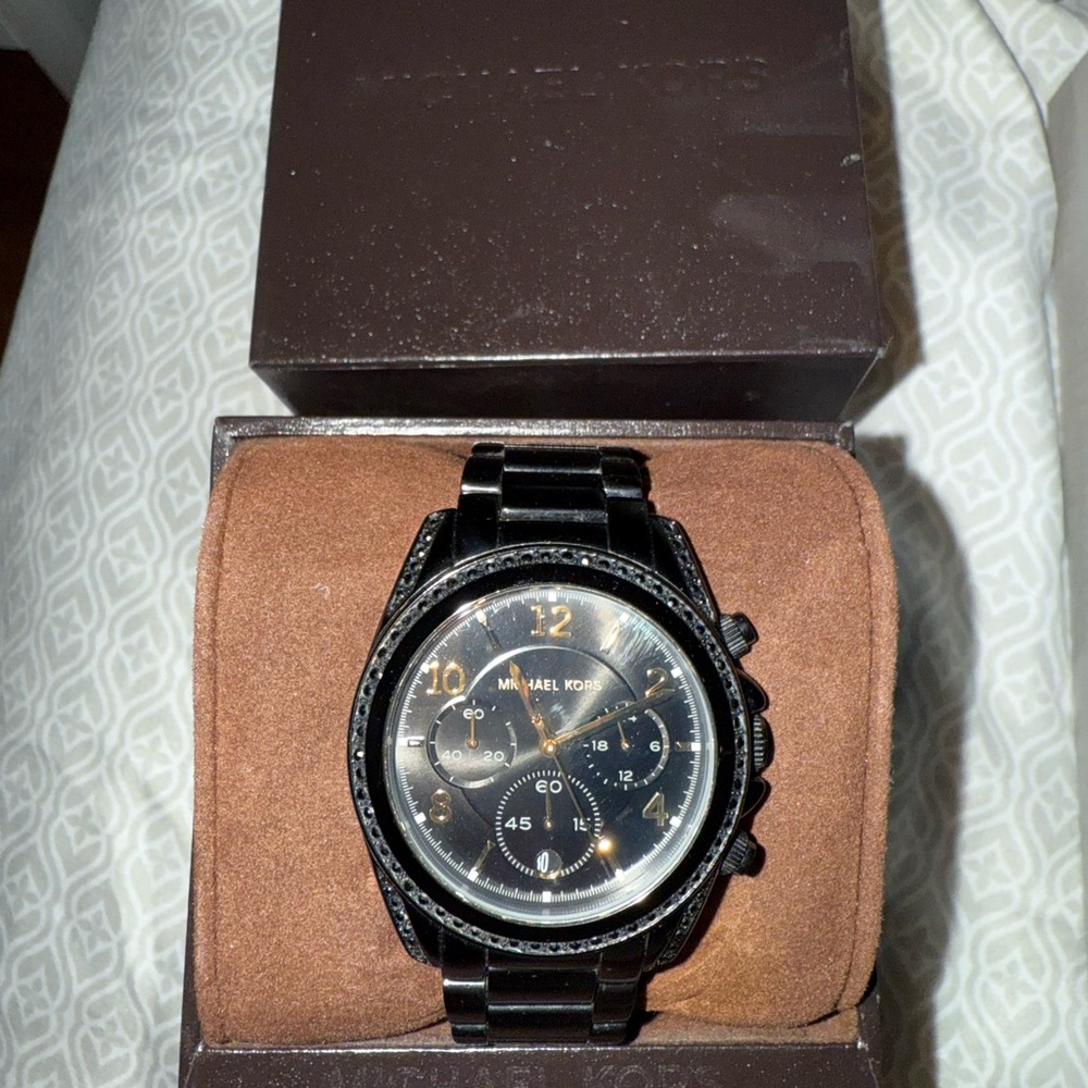 Michael Kors Black and Gold Chronograph Watch